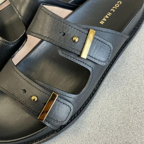 NEW Cole Haan Marisol Footbed Sandals Women's 10B Black Leather Slide - Picture 3 of 7
